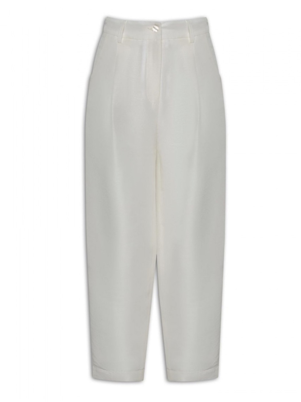 ROCOCO white silk + linen blend pleated trouser pants size large